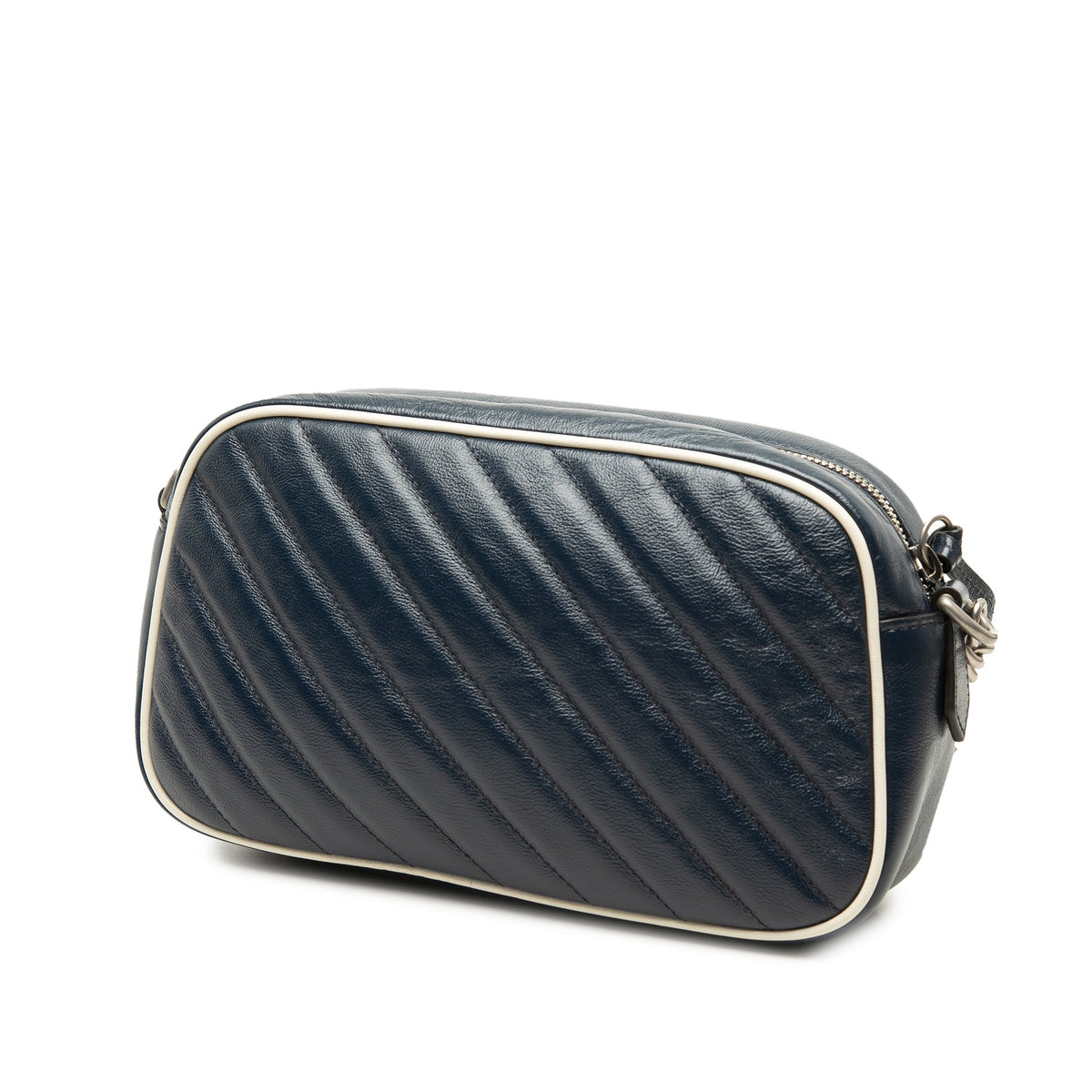 Gucci Small GG Marmont Matelasse Diagonal Calfskin Torchon Crossbody — Blue