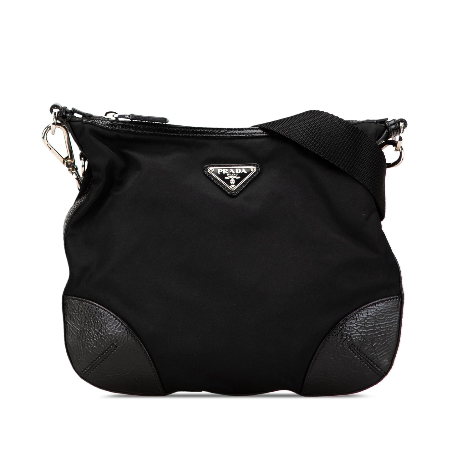 Prada Vitello Trimmed Tessuto Zip Top Crossbody