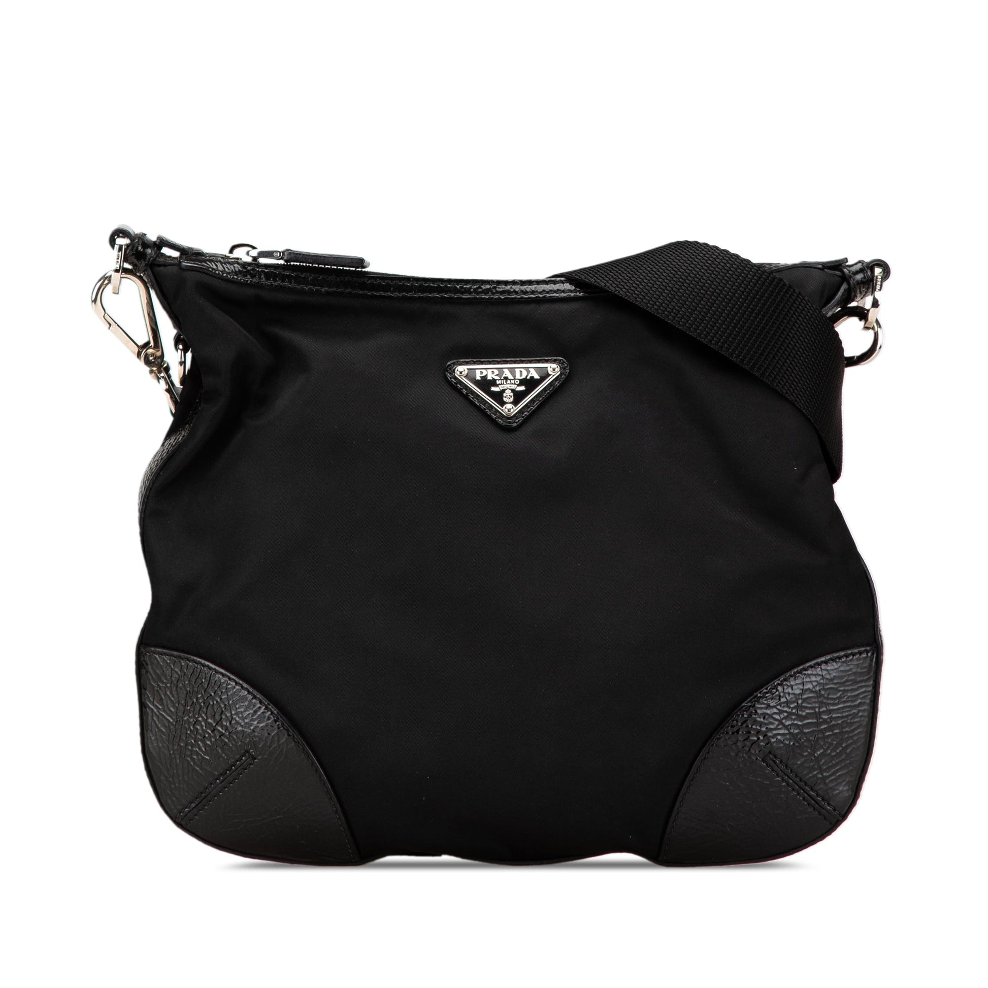 Prada Vitello Trimmed Tessuto Zip Top Crossbody