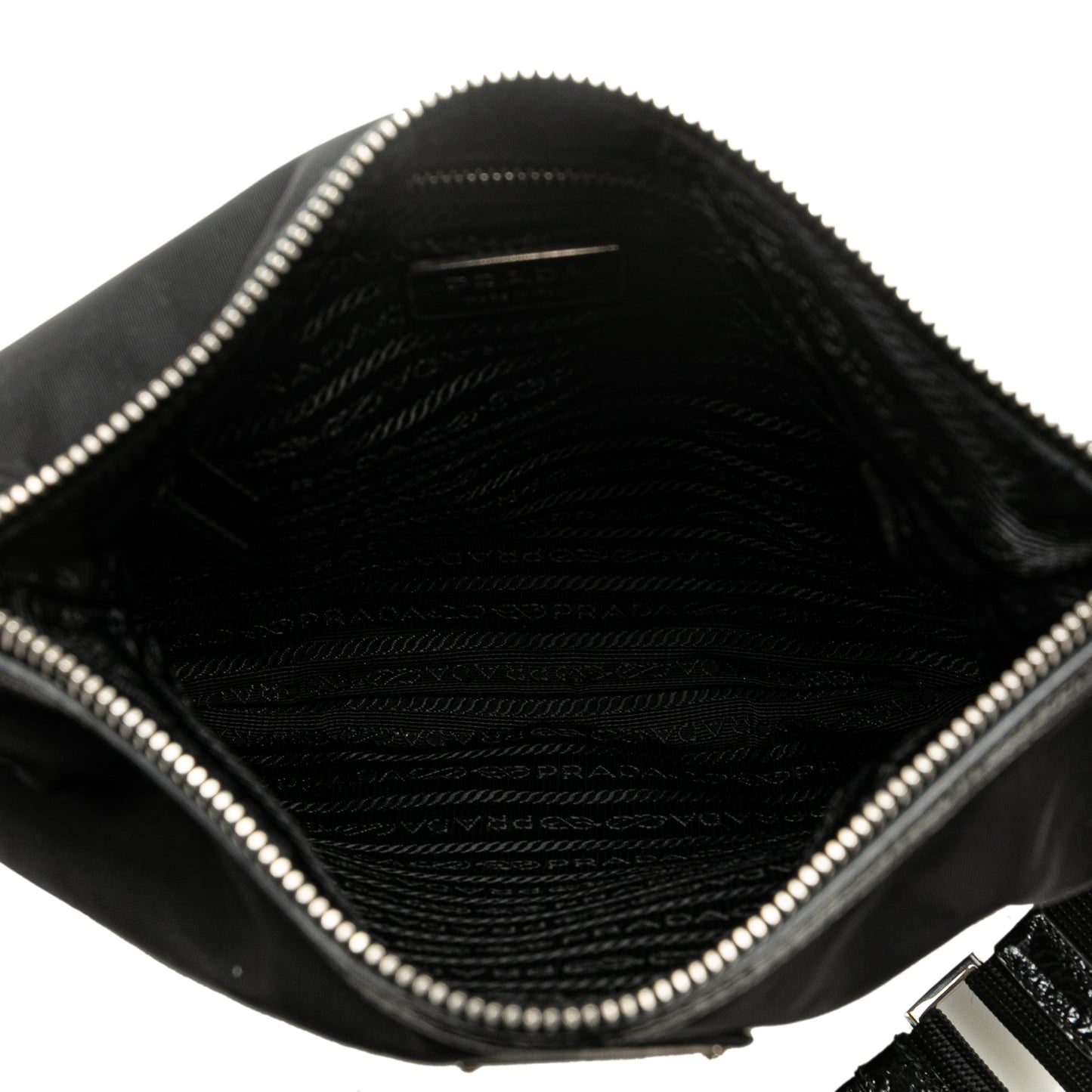 Prada Vitello Trimmed Tessuto Zip Top Crossbody