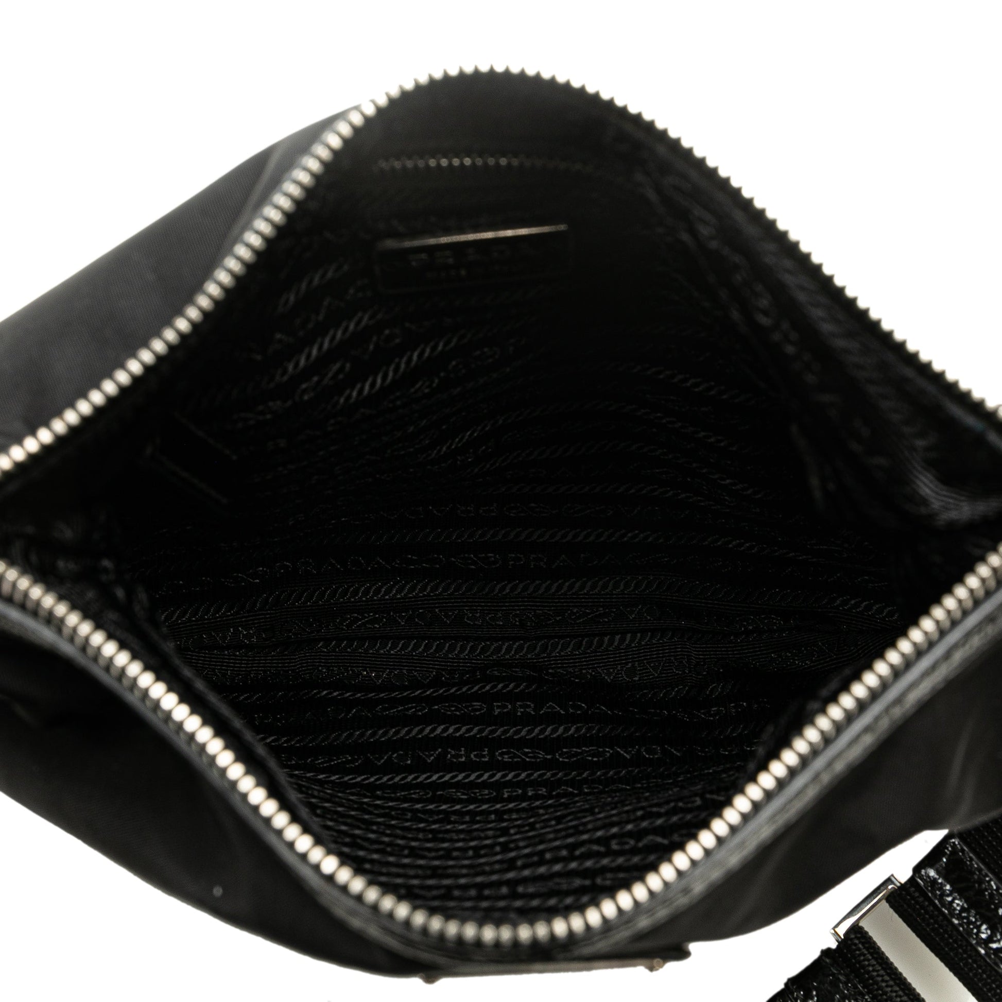 Prada Vitello Trimmed Tessuto Zip Top Crossbody