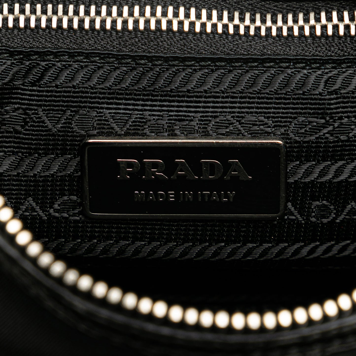 Prada Vitello Trimmed Tessuto Zip Top Crossbody
