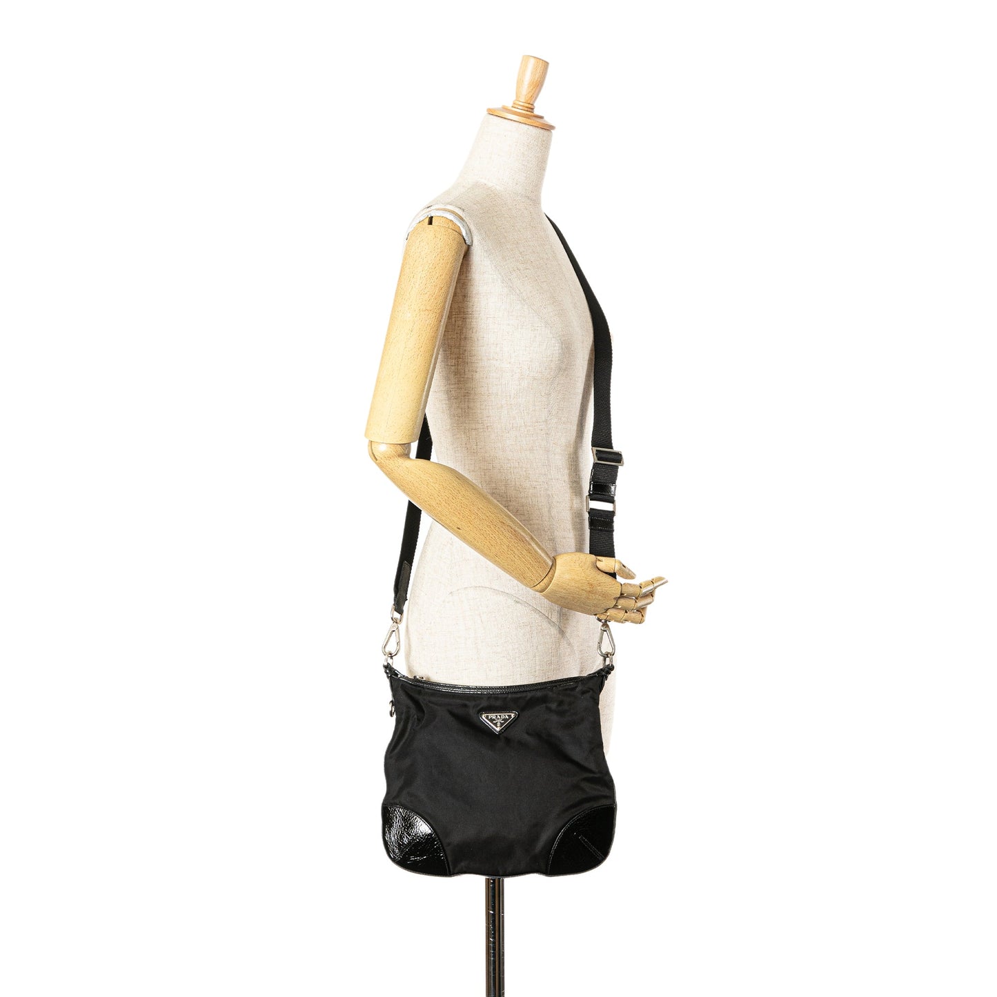 Prada Vitello Trimmed Tessuto Zip Top Crossbody