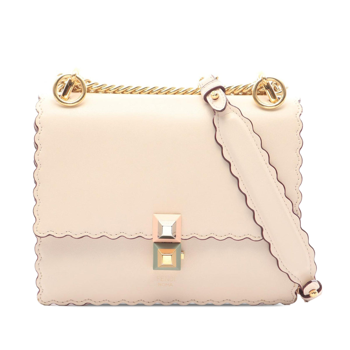 Fendi Small Leather Kan I Crossbody — Brown