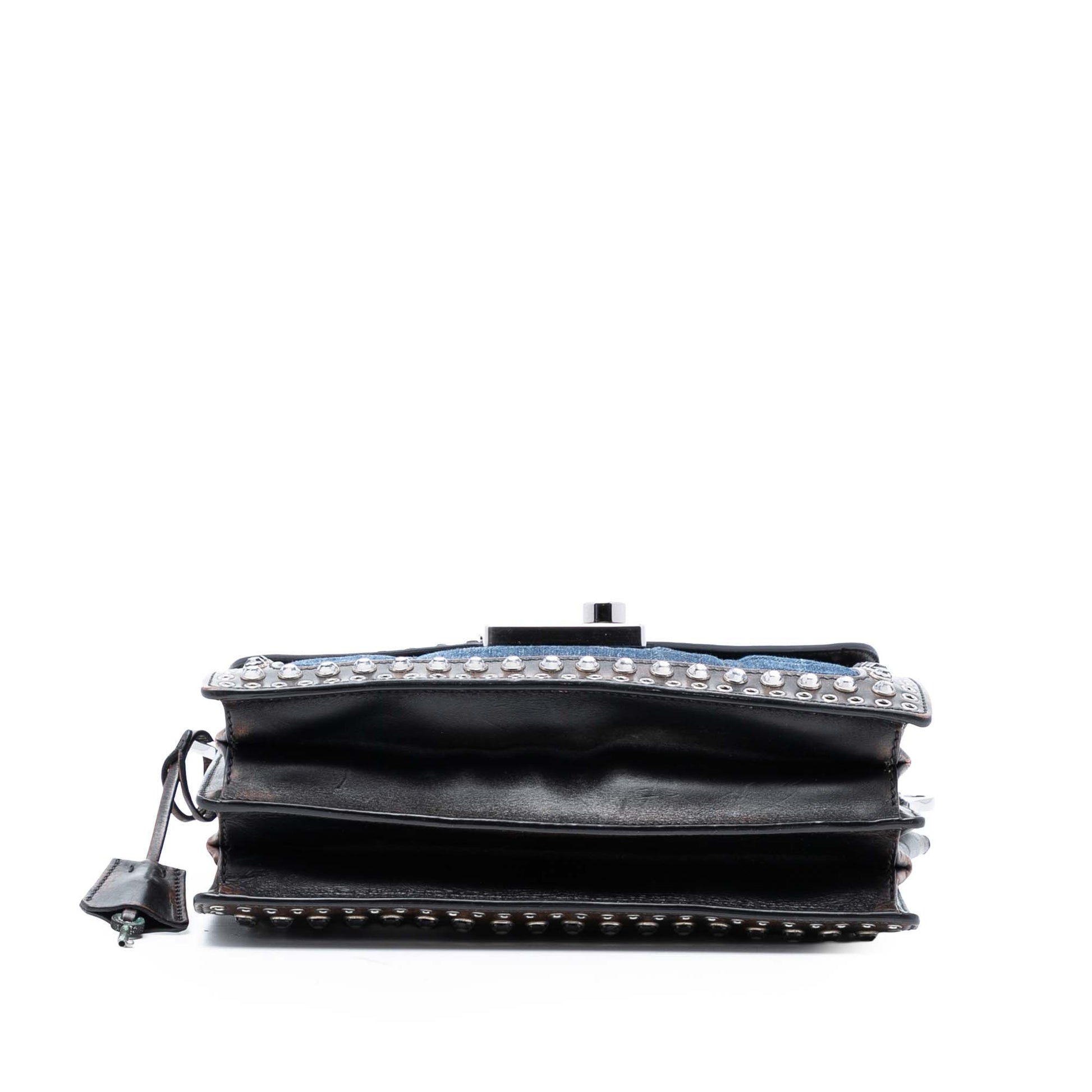 Prada Studded Denim Sound Lock Crossbody