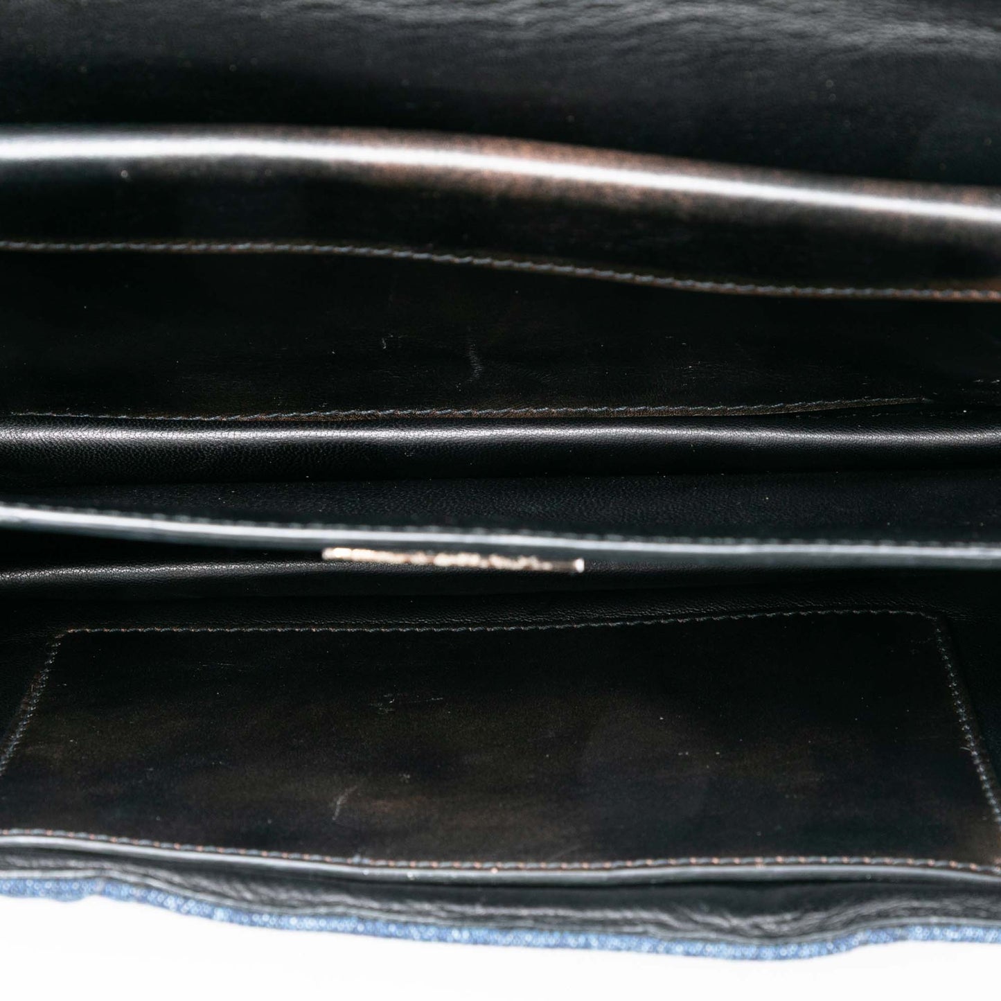 Prada Studded Denim Sound Lock Crossbody