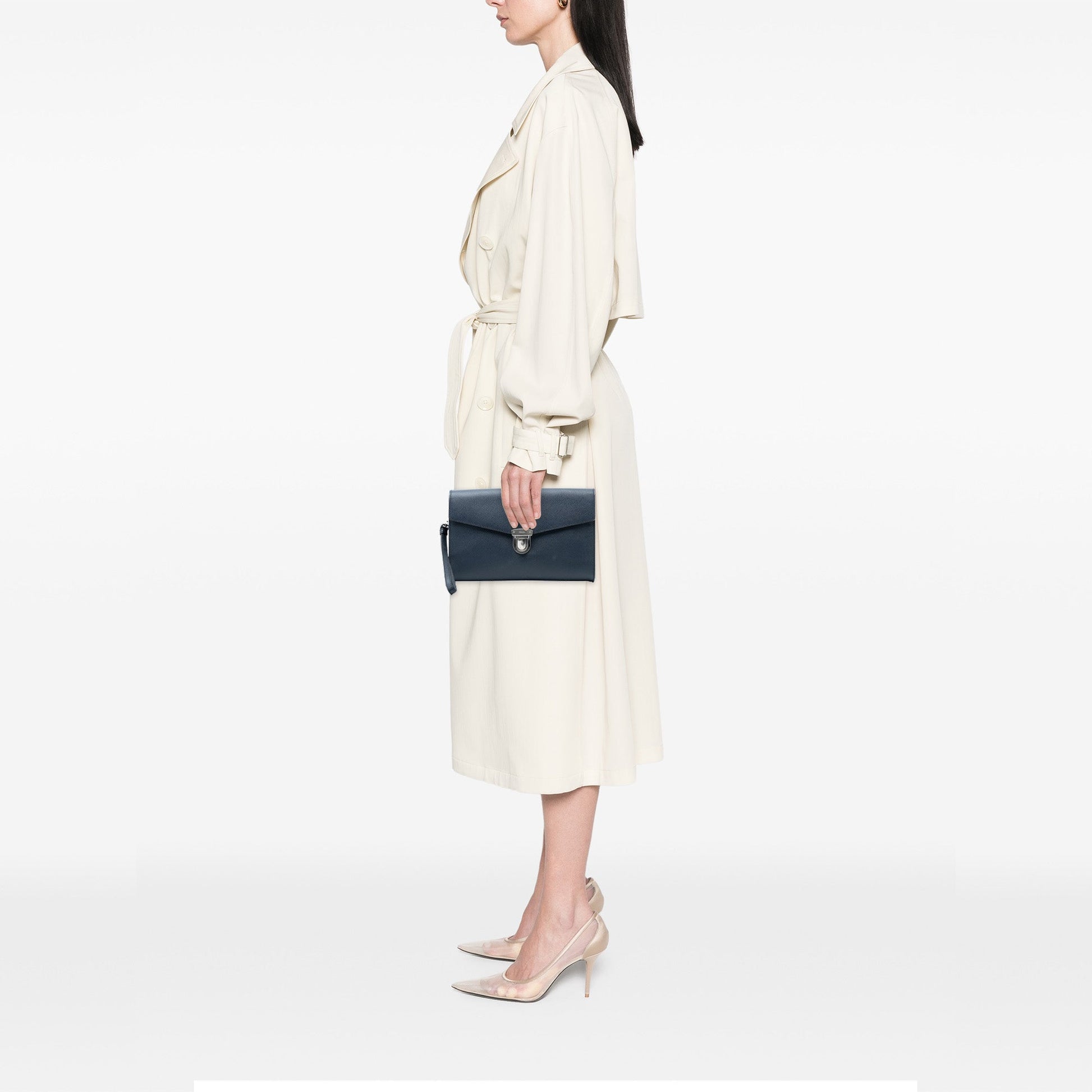 Saffiano Envelope Pushlock Clutch