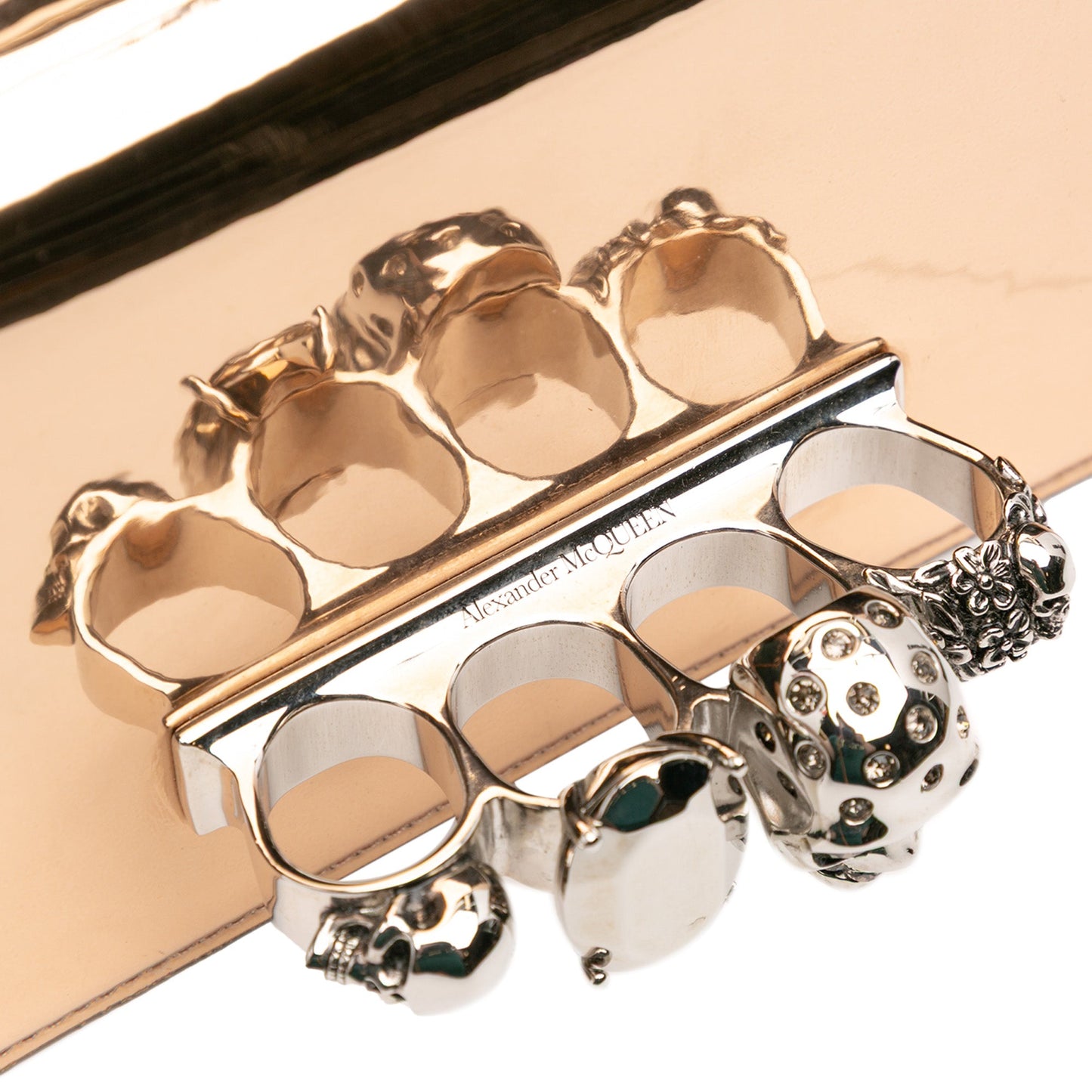 Alexander McQueen Mini Metallic Calfskin Jewelled Crossbody