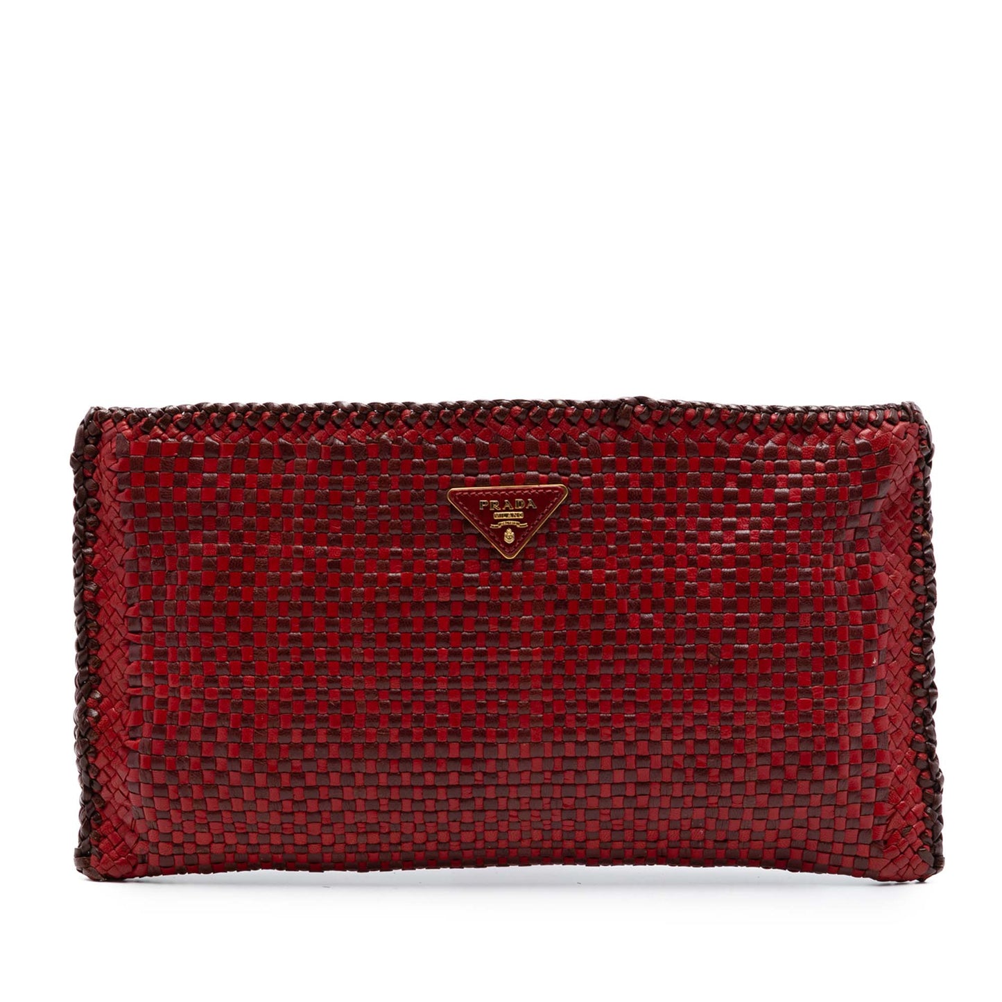 Prada Woven Goatskin Madras Zip Clutch