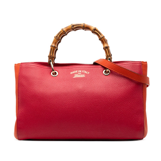 Gucci Medium Bicolor Calfskin Bamboo Shopper Satchel