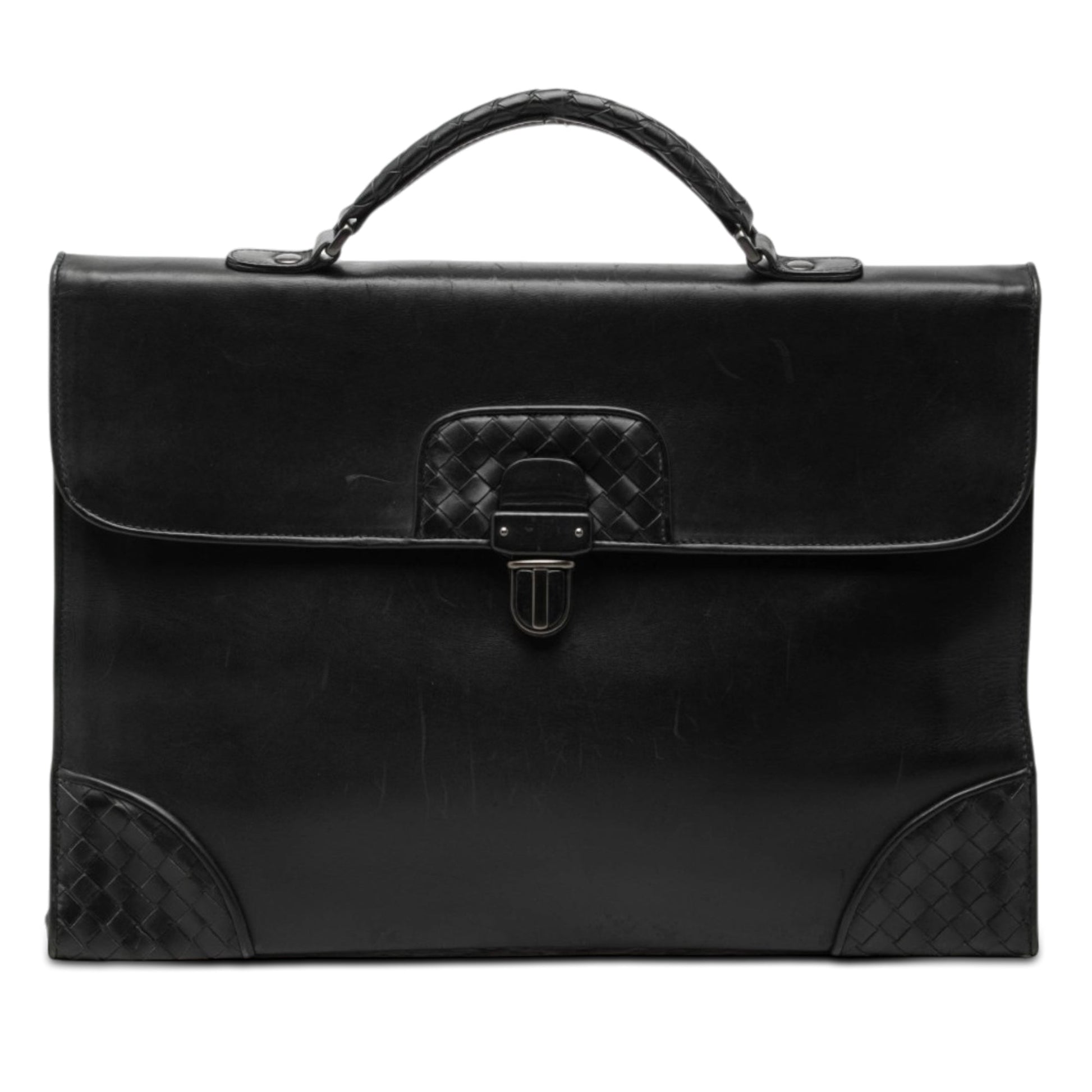 Bottega Veneta Intrecciato Trimmed Leather Business Bag