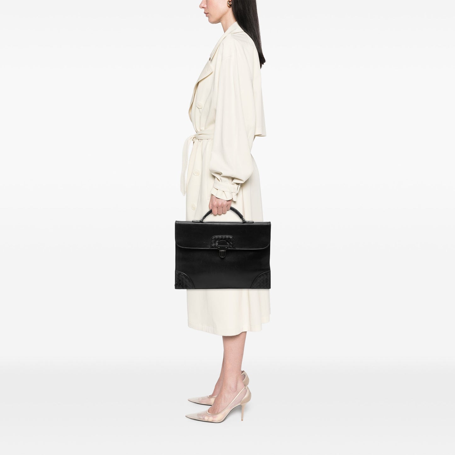 Bottega Veneta Intrecciato Trimmed Leather Business Bag