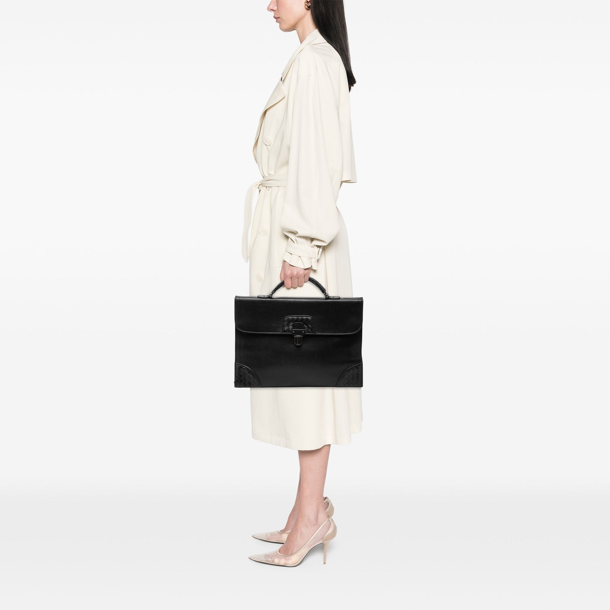 Bottega Veneta Intrecciato Trimmed Leather Business Bag