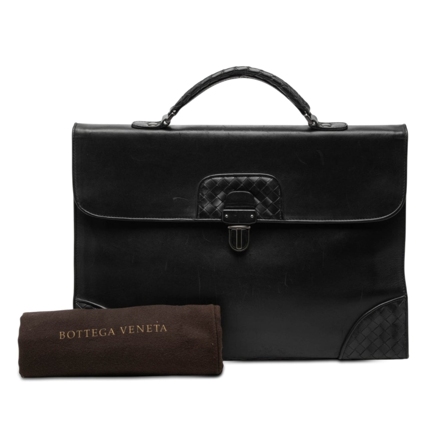 Bottega Veneta Intrecciato Trimmed Leather Business Bag