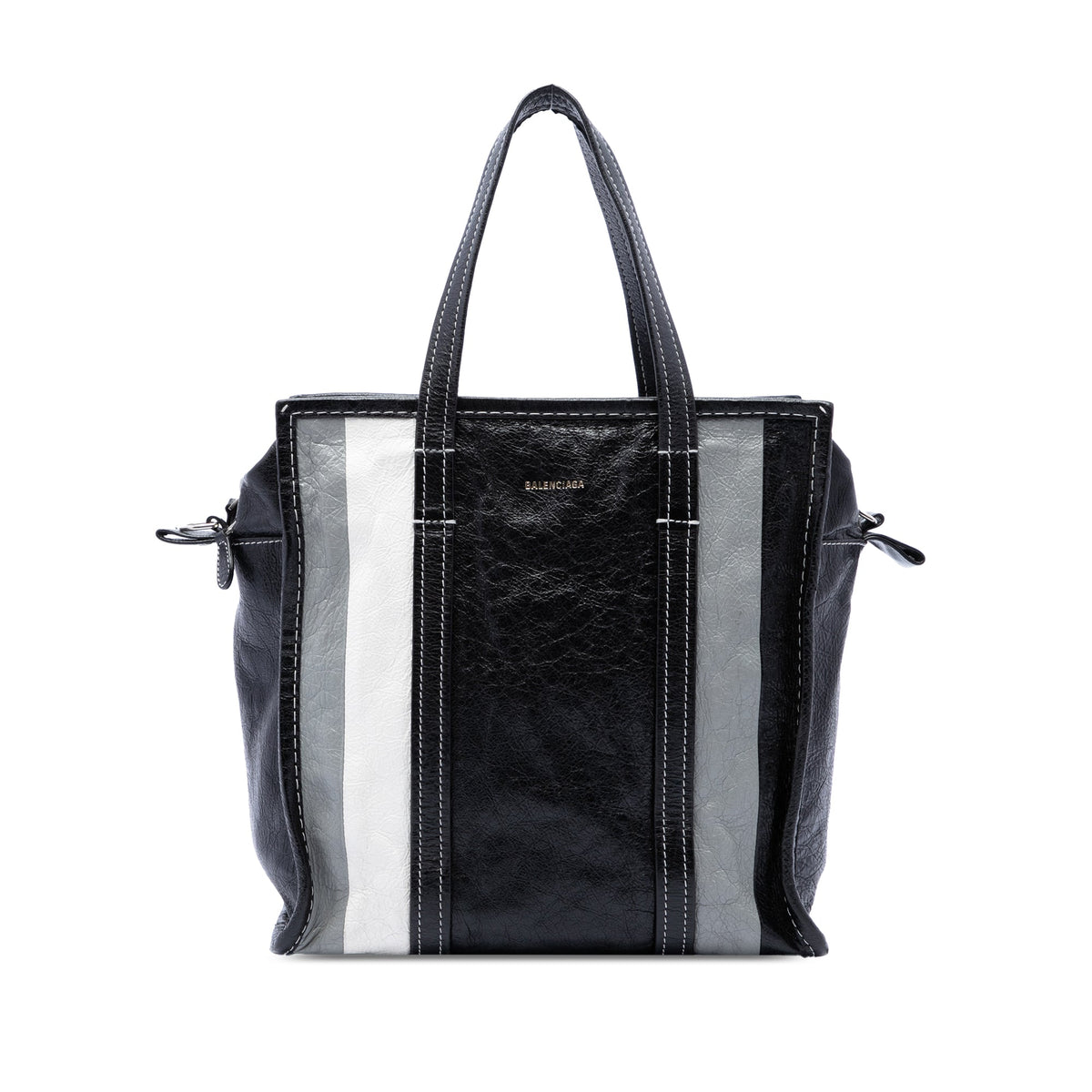 Balenciaga Lambskin Bazar Shopper Satchel S — Black
