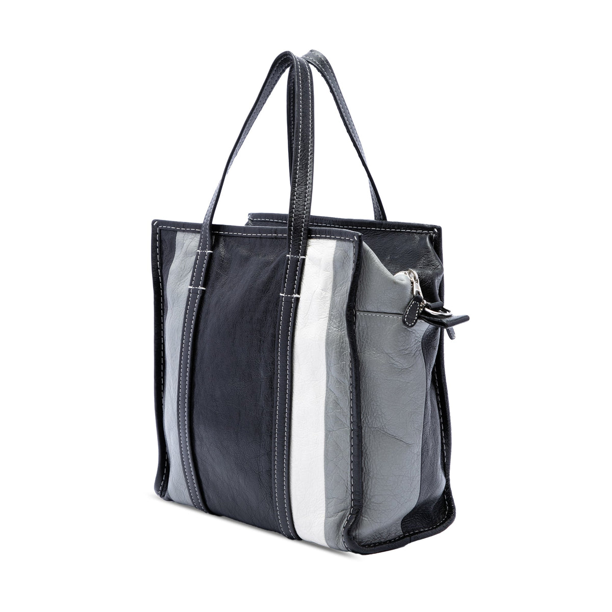 Balenciaga Lambskin Bazar Shopper Satchel S — Black