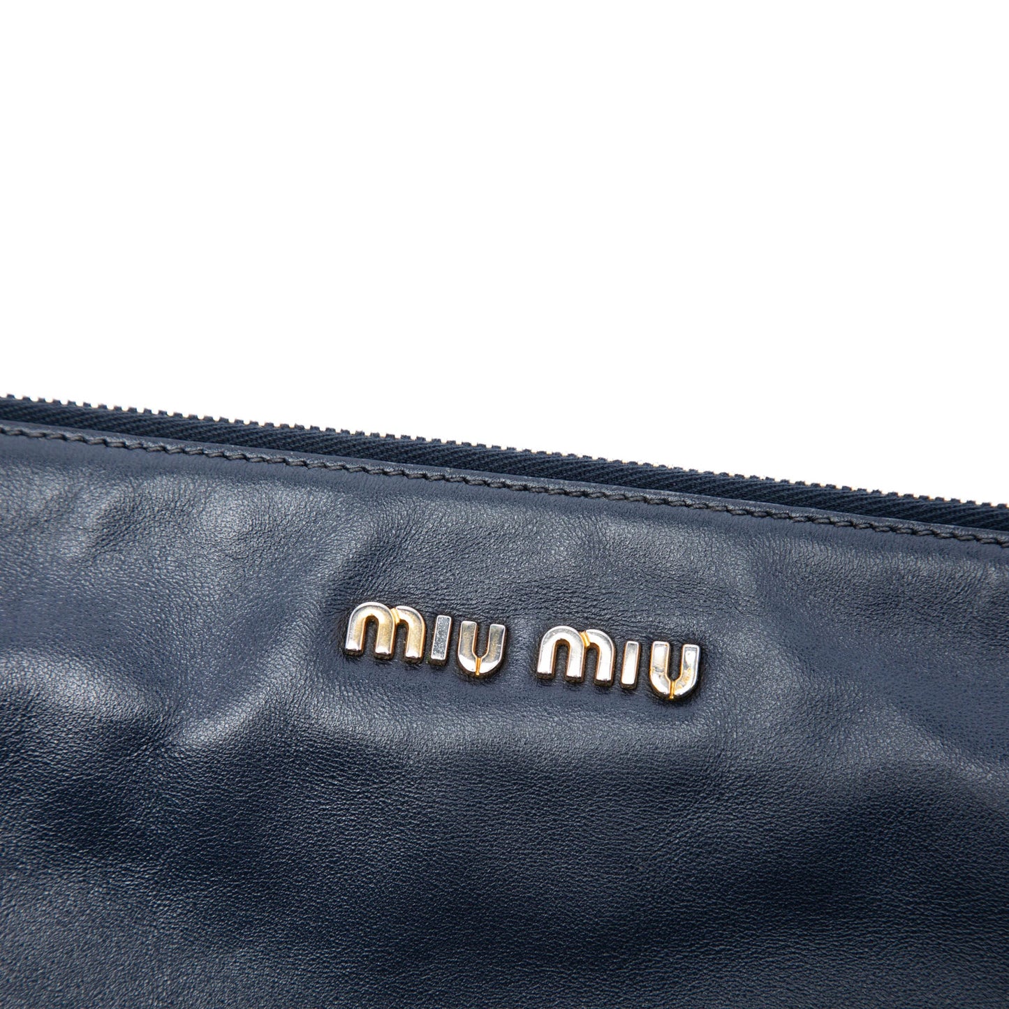 Miu Miu Studded Leather Zip Clutch