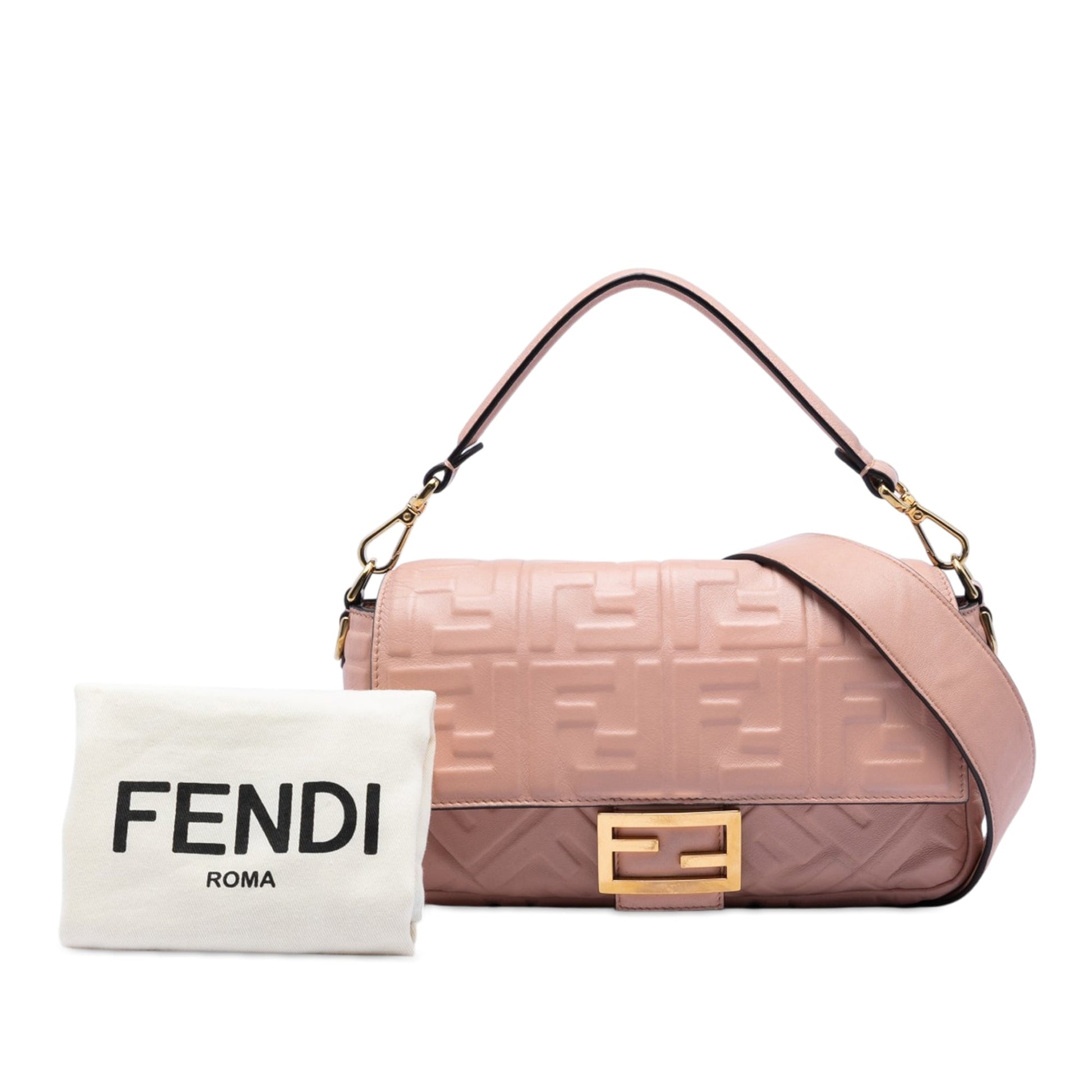 Fendi Zucca Embossed Leather Baguette Satchel