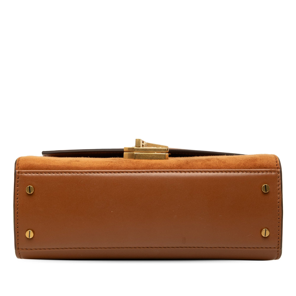 Saint Laurent Mini Suede and Calfskin Cassandra Top Handle Bag — Brown