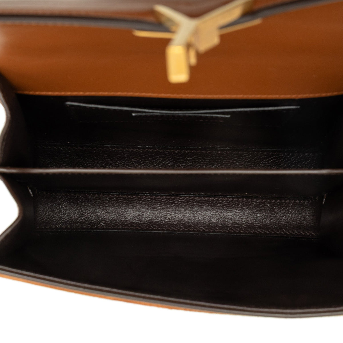 Saint Laurent Mini Suede and Calfskin Cassandra Top Handle Bag — Brown