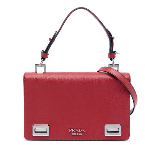 Saffiano Double Turn Lock Top Handle Bag
