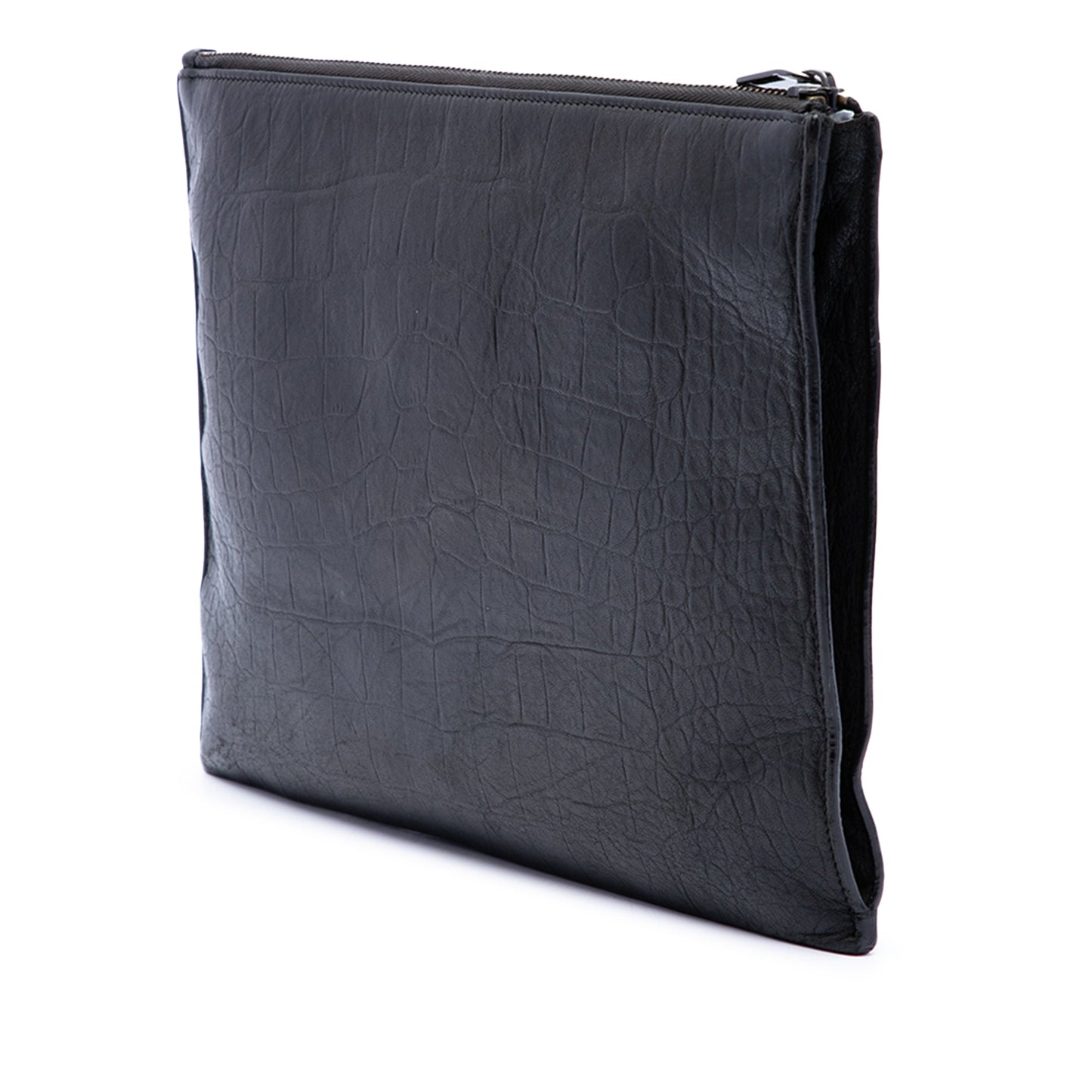 Saint Laurent Croc Embossed Leather Monogram iPad Case