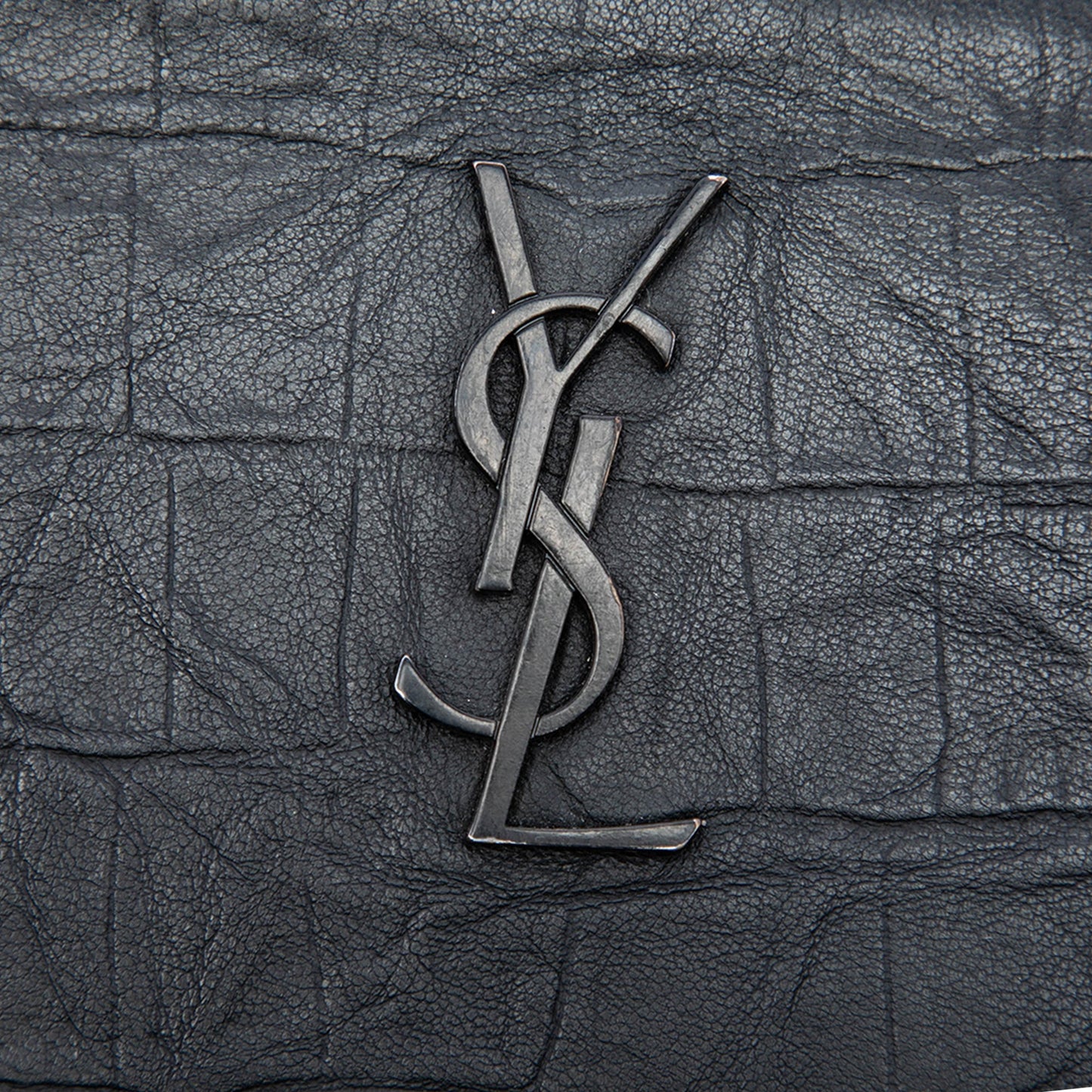 Saint Laurent Croc Embossed Leather Monogram iPad Case