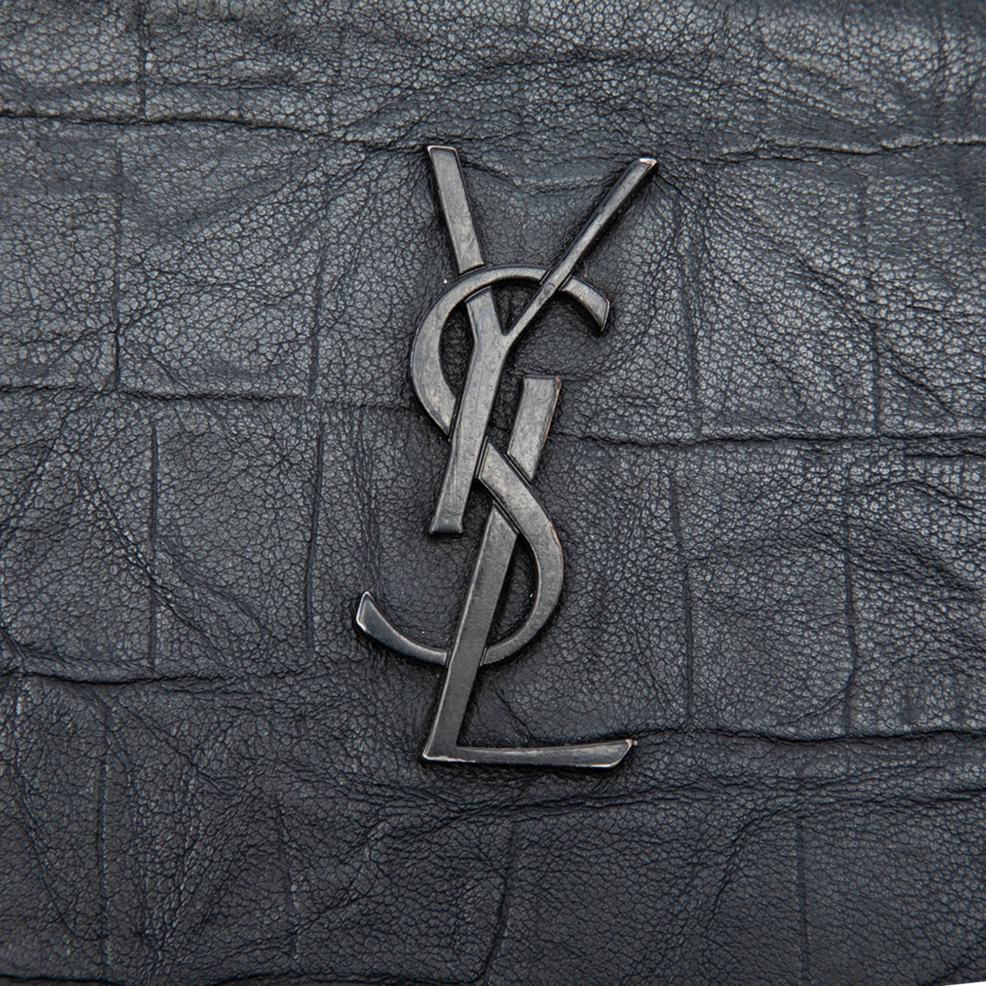 Saint Laurent Croc Embossed Leather Monogram iPad Case
