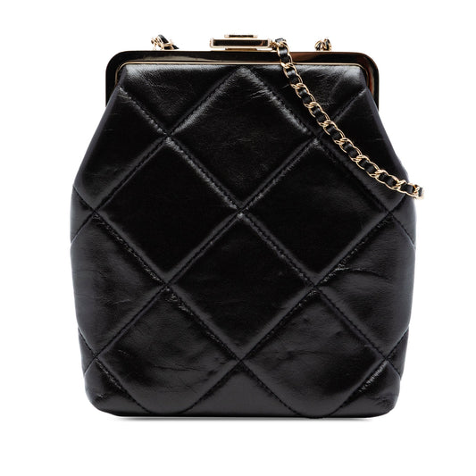 Chanel Small CC Quilted Lambskin Kisslock Frame Clutch