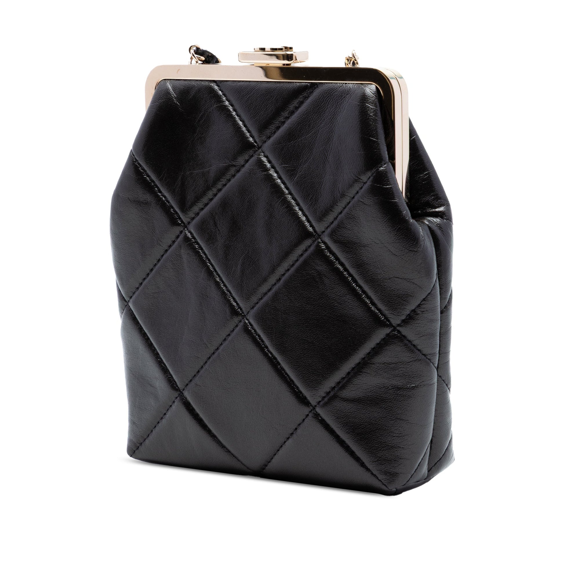 Chanel Small CC Quilted Lambskin Kisslock Frame Clutch