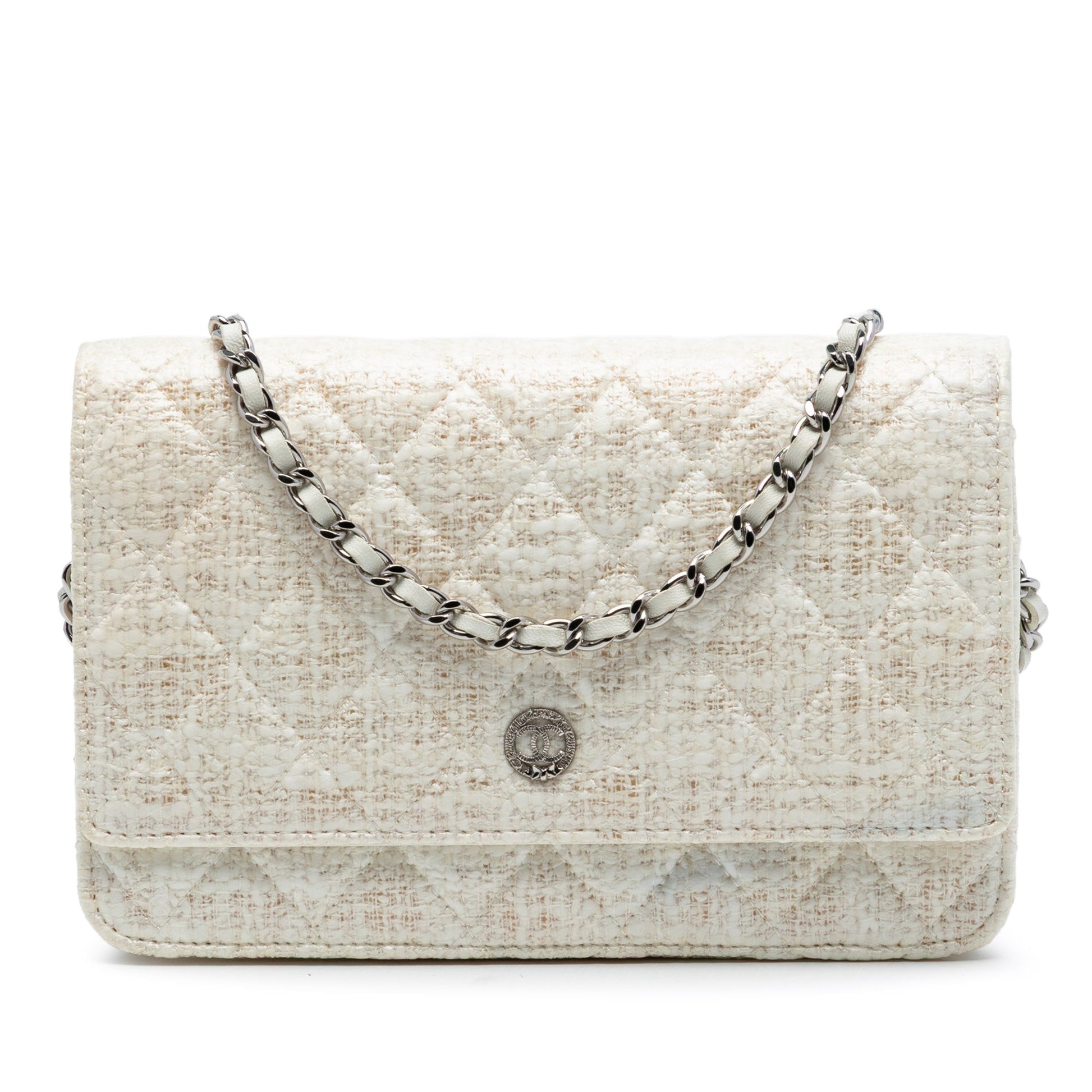 Chanel CC Coated Tweed Wallet On Chain
