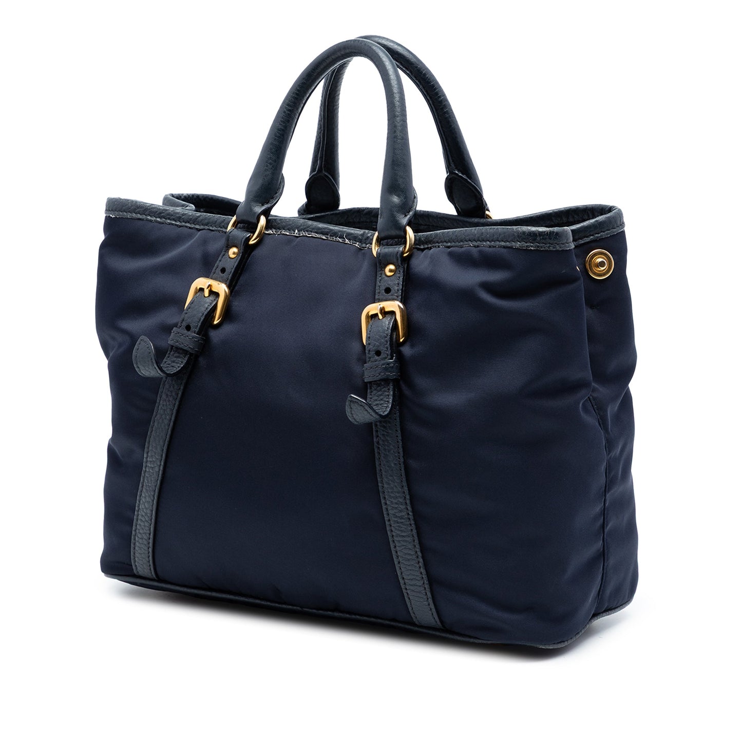 Prada Vitello Daino Trimmed Tessuto Satchel