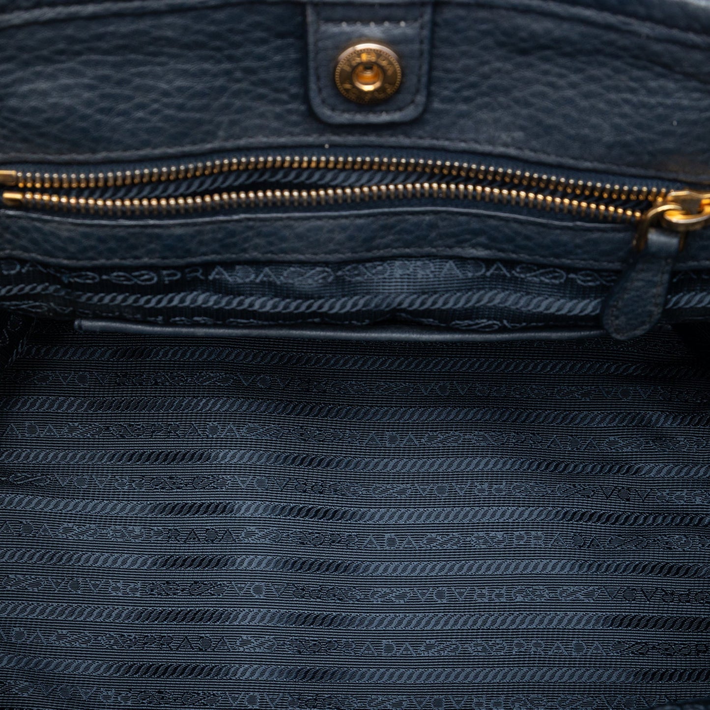 Prada Vitello Daino Trimmed Tessuto Satchel