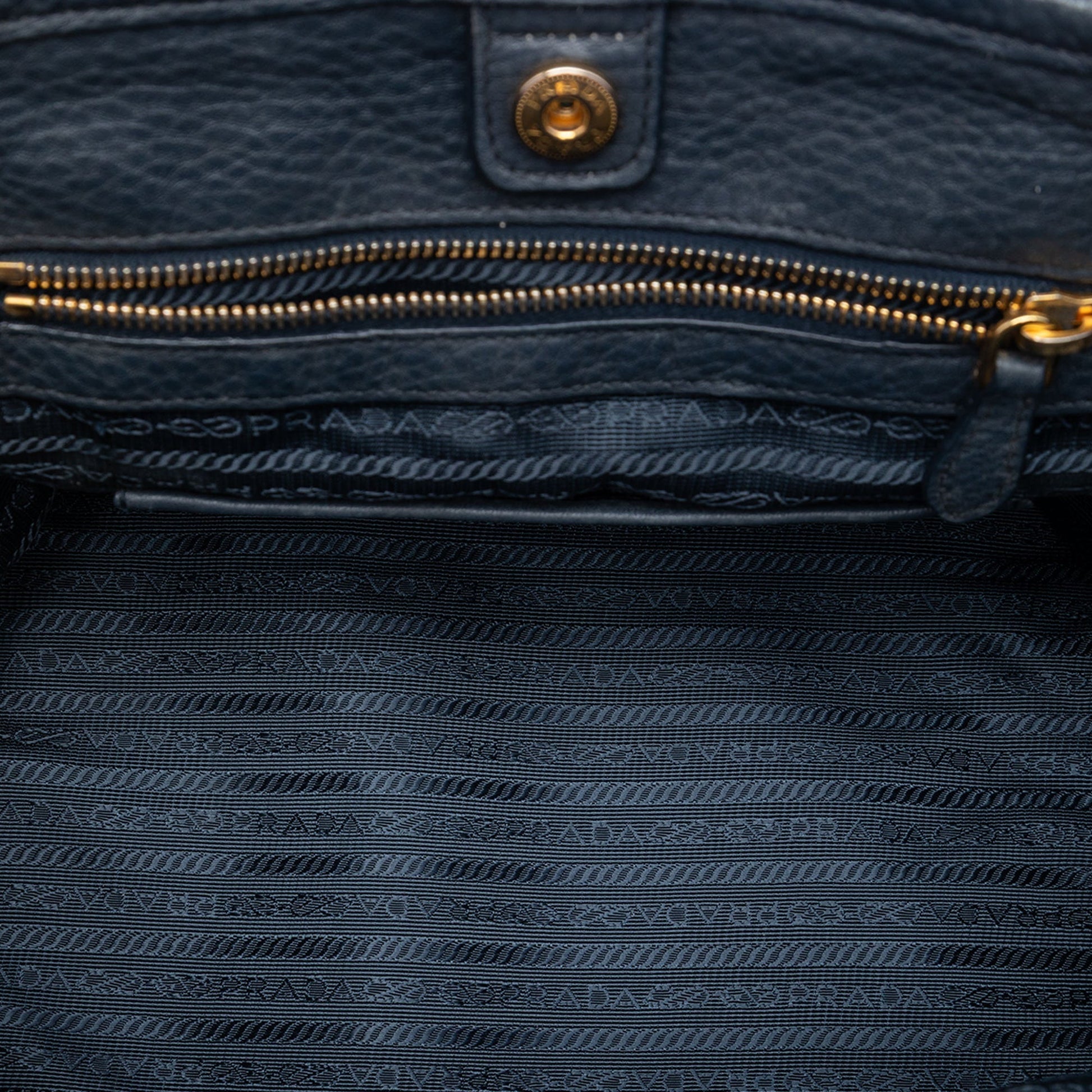 Prada Vitello Daino Trimmed Tessuto Satchel