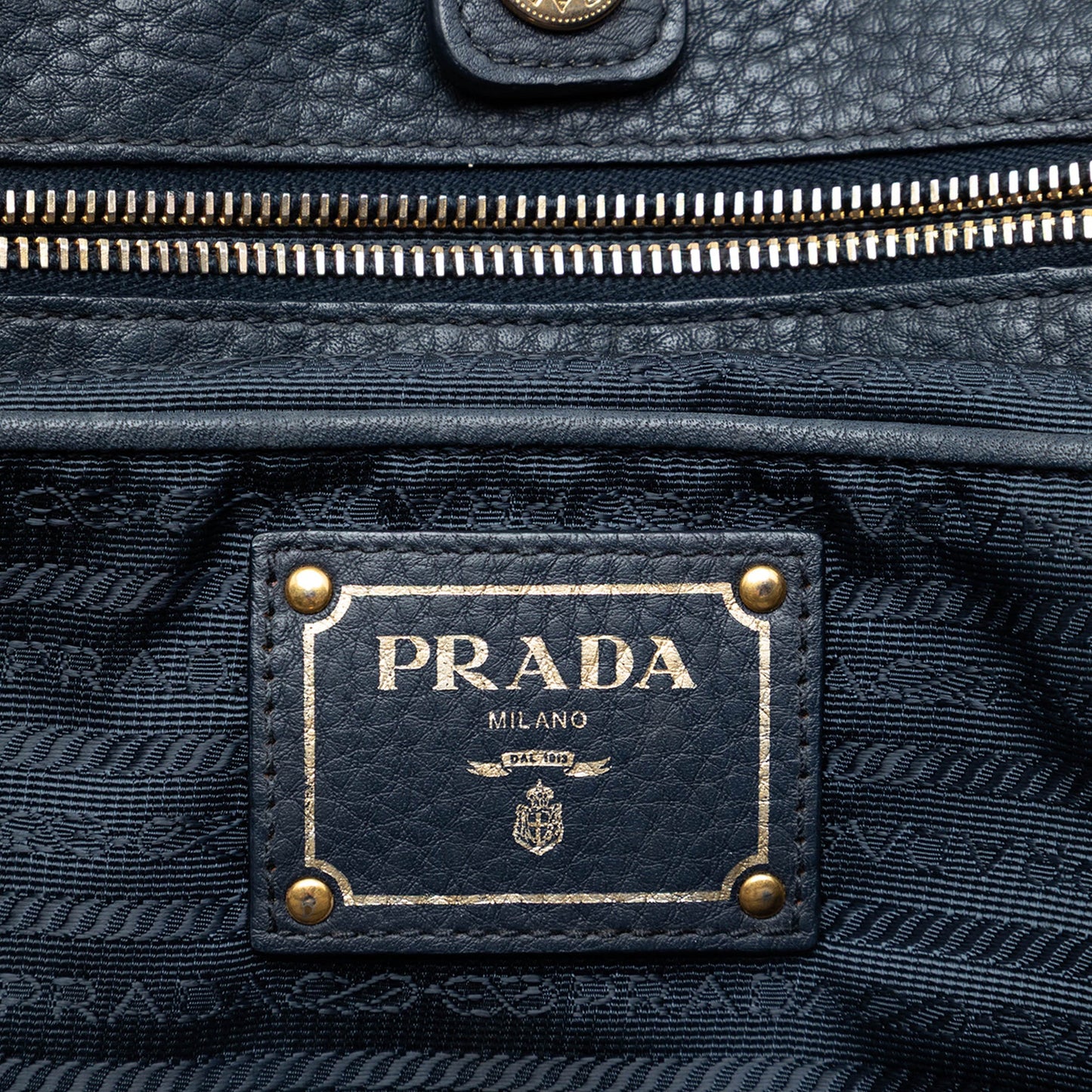 Prada Vitello Daino Trimmed Tessuto Satchel