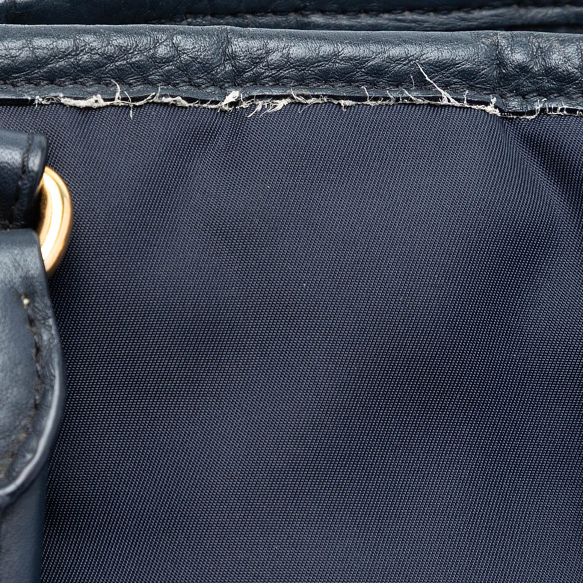 Prada Vitello Daino Trimmed Tessuto Satchel
