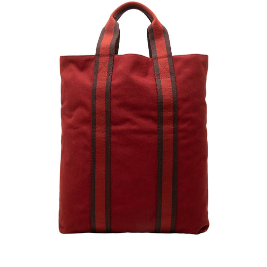 Hermès Canvas Fourre Tout Cabas — Red