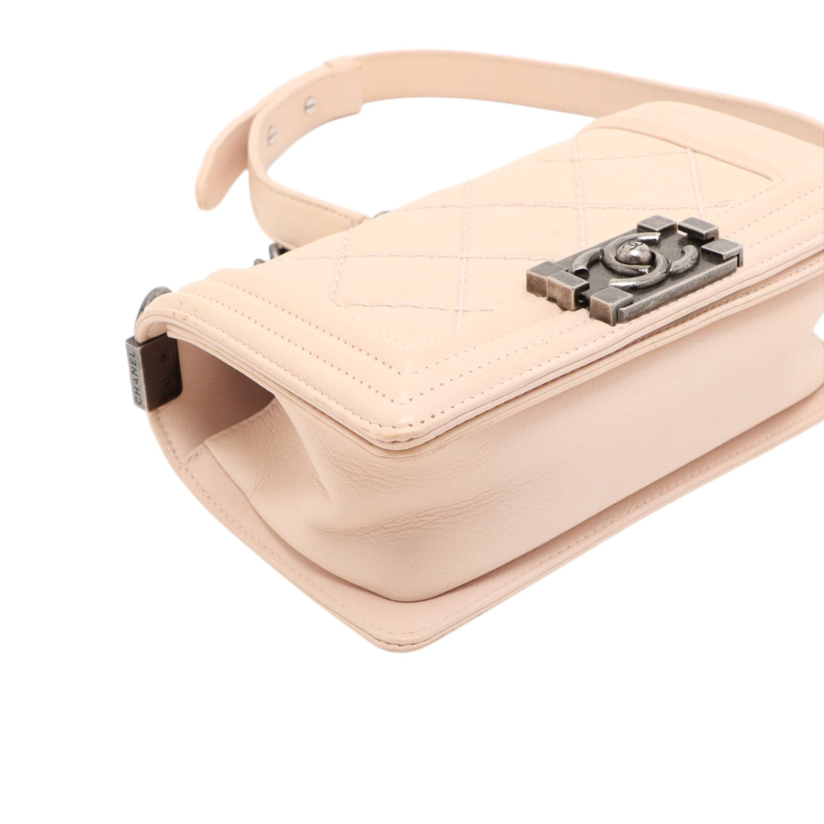 Chanel Small Quilted Lambskin Wild Stitch Boy Flap — Beige