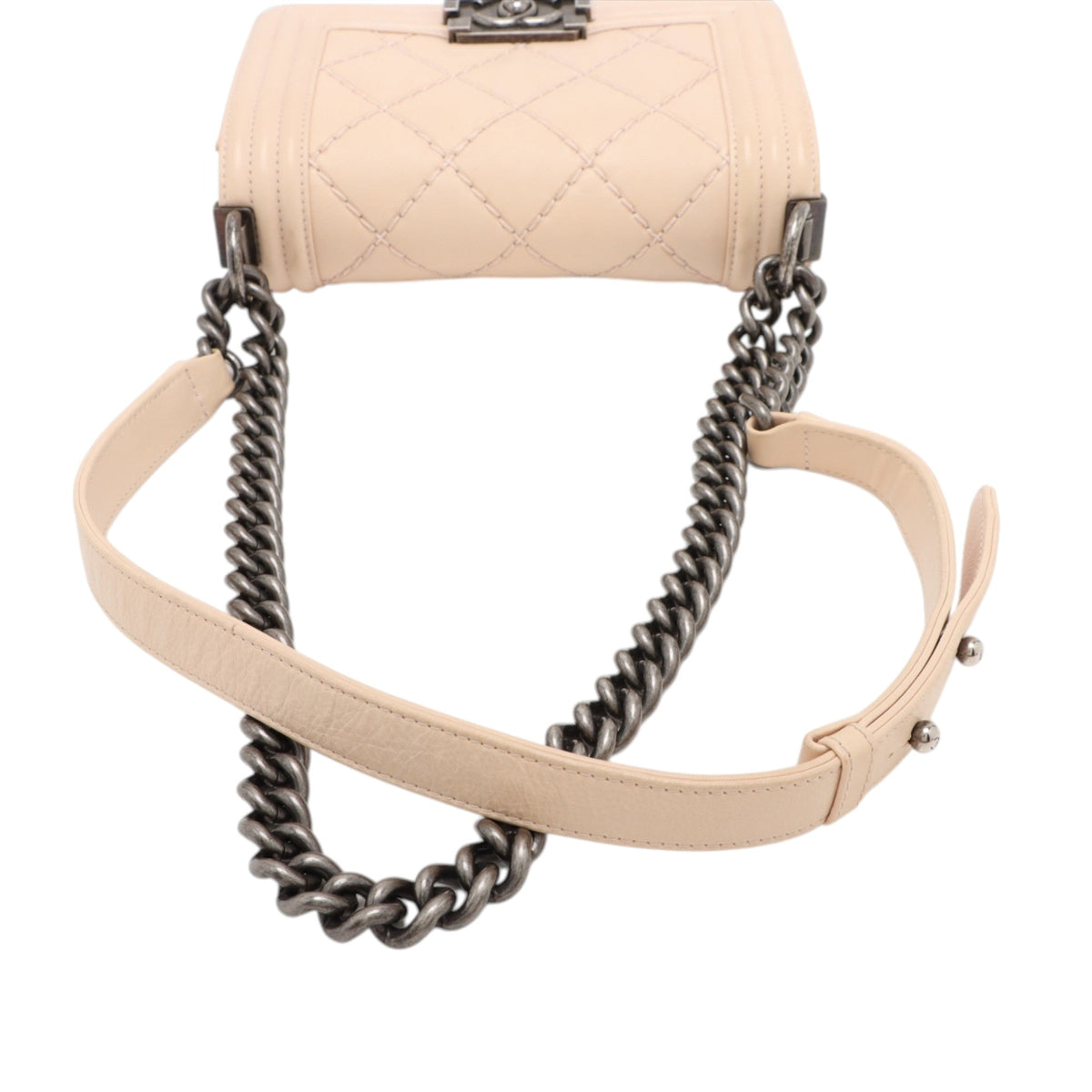 Chanel Small Quilted Lambskin Wild Stitch Boy Flap — Beige
