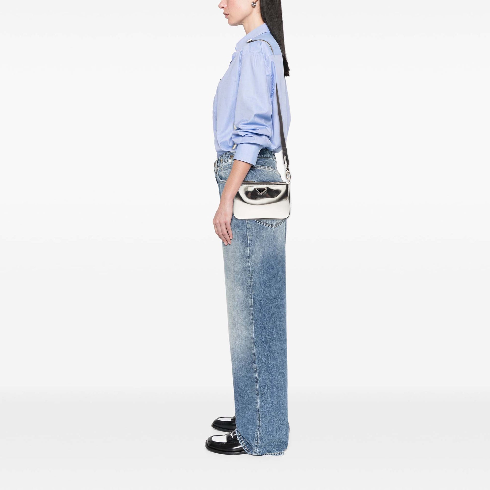 Brushed Leather Re Edition Zip Messenger Bag