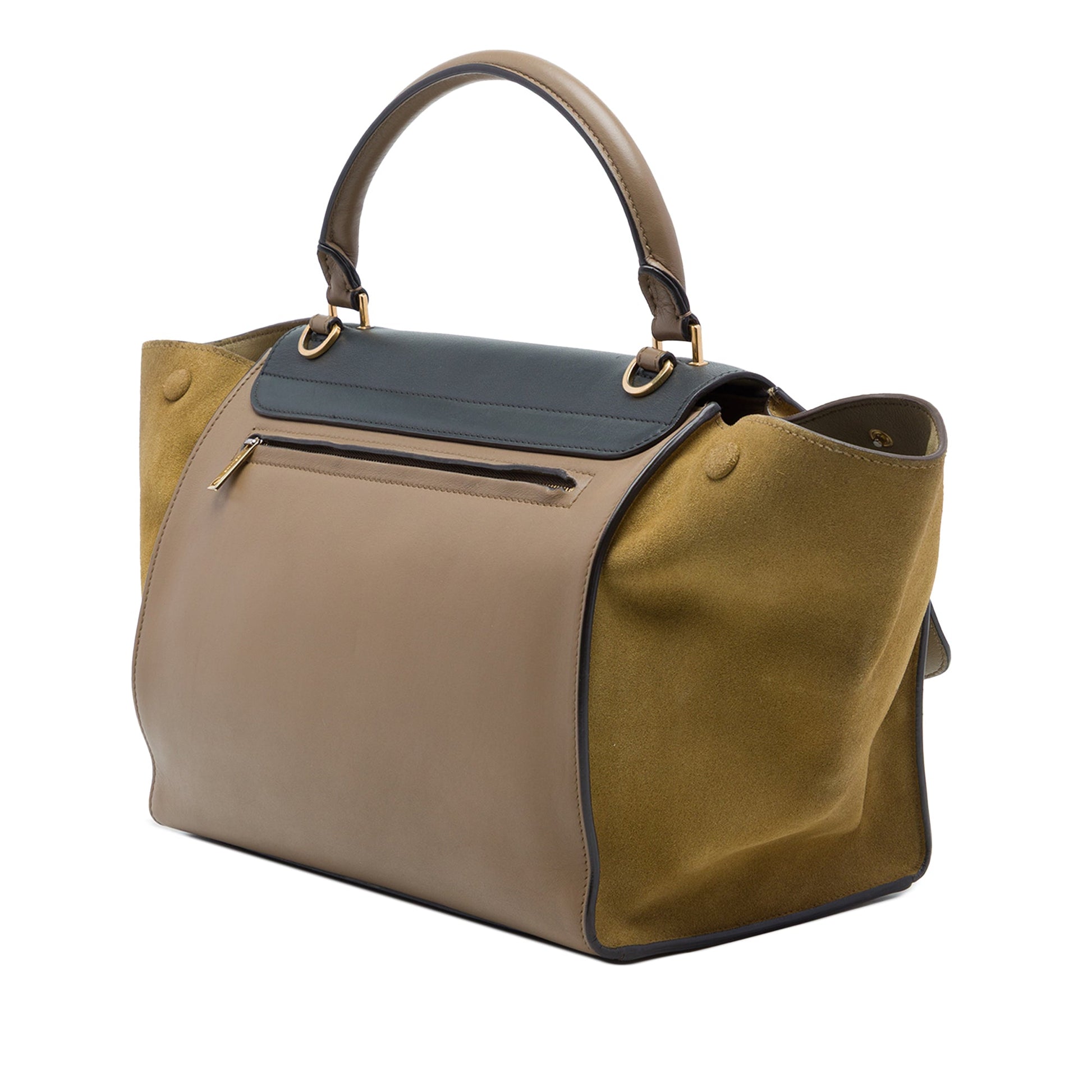 Celine Medium Tricolor Calfskin and Suede Trapeze Satchel
