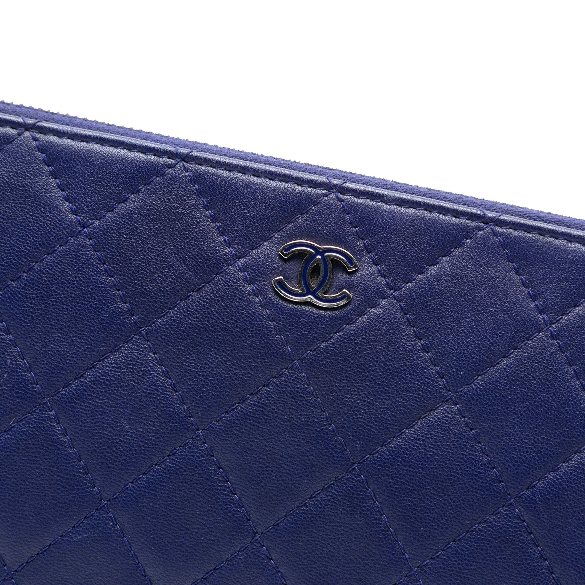 Chanel CC Quilted Lambskin Double Zip Pouch