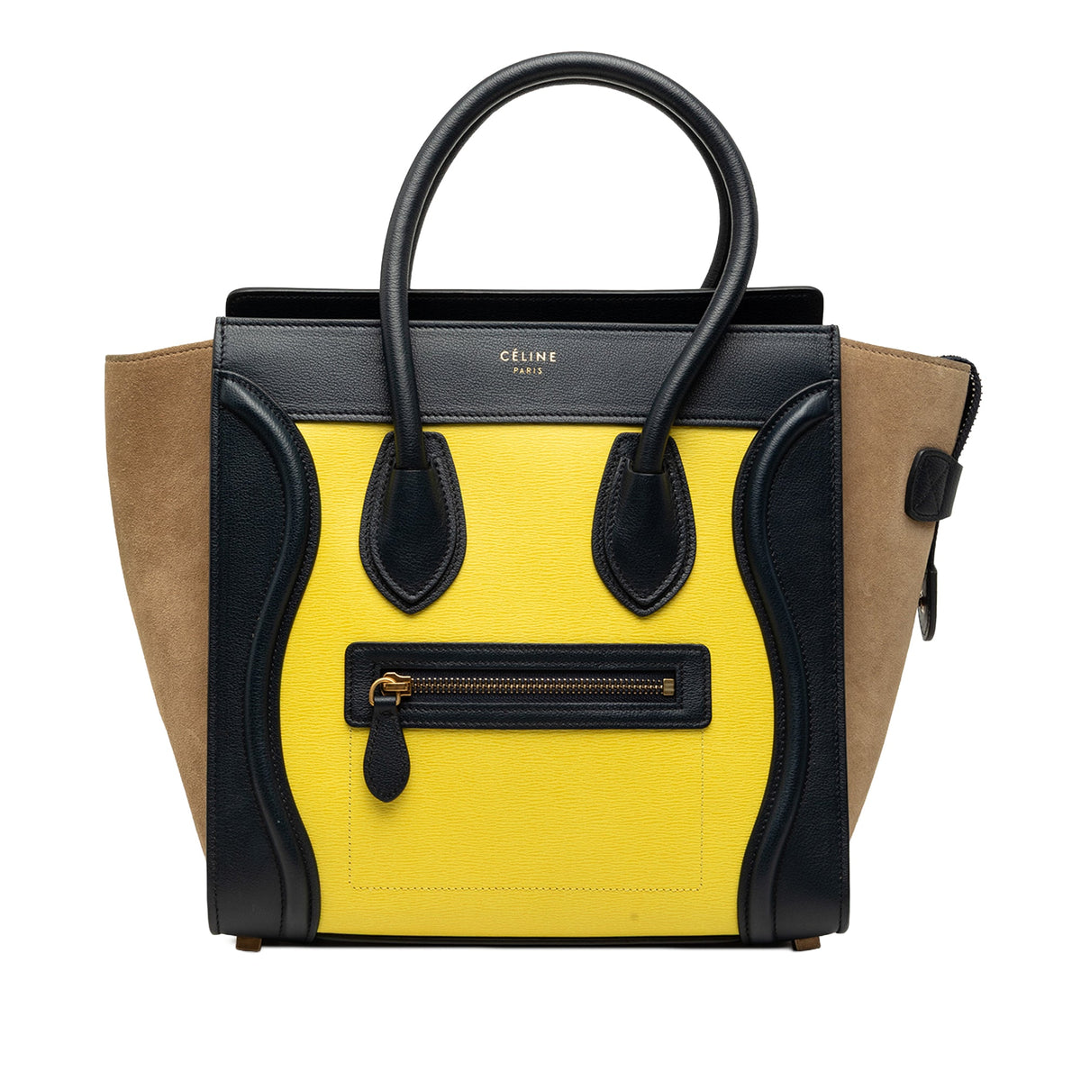 Celine Micro Tricolor Calfskin and Suede Luggage Tote