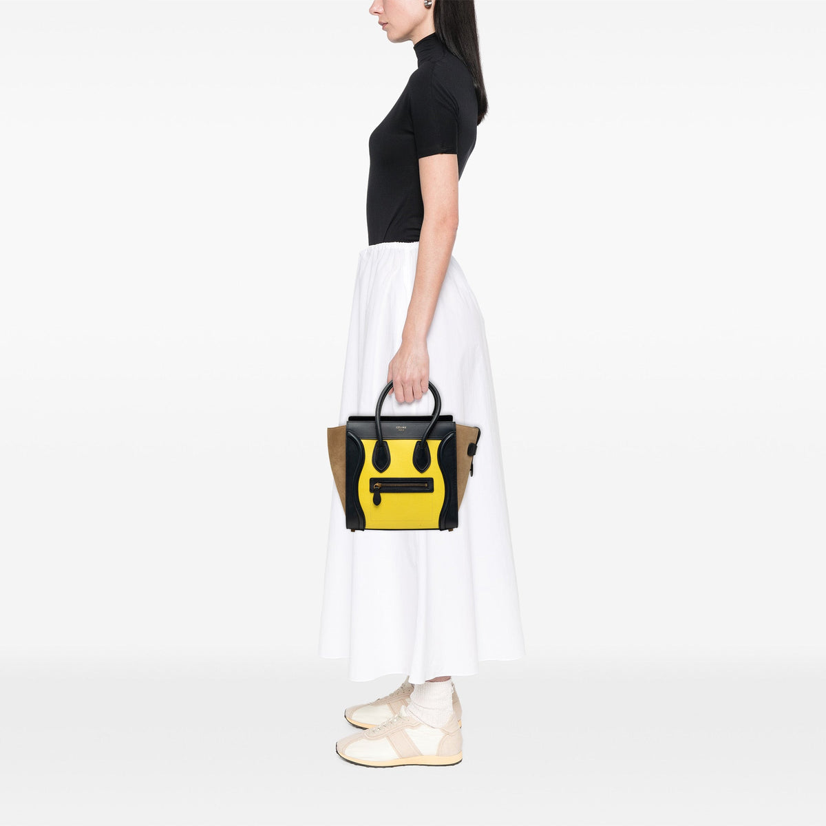 Celine Micro Tricolor Calfskin and Suede Luggage Tote