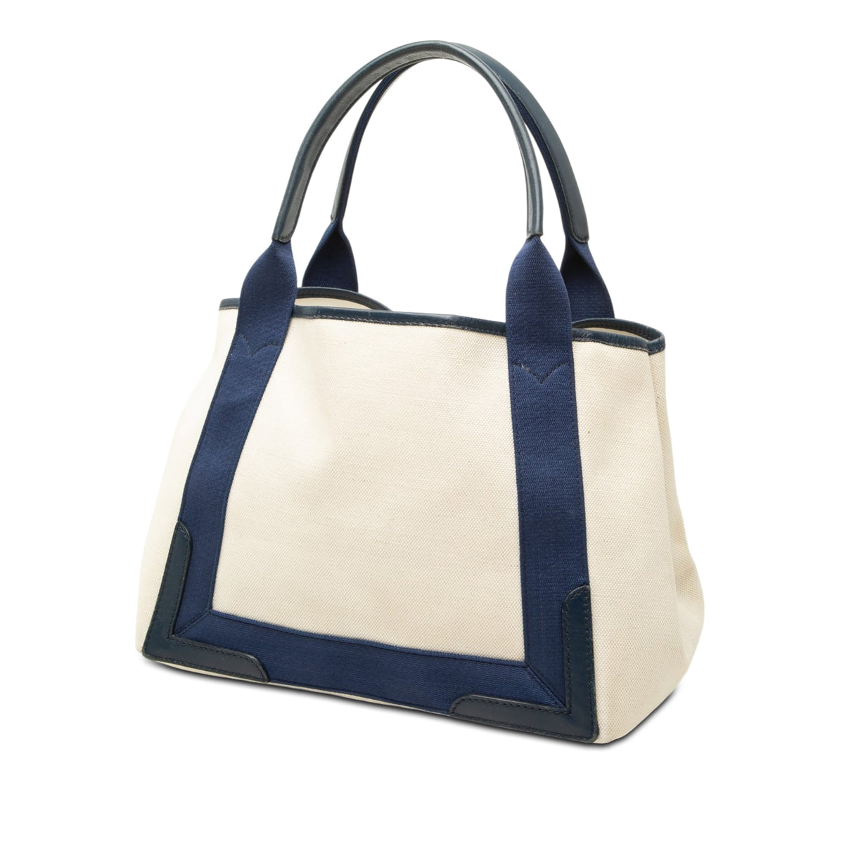 Balenciaga Canvas Navy Cabas Tote S — White
