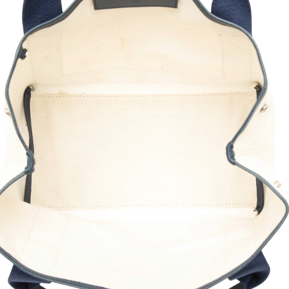 Balenciaga Canvas Navy Cabas Tote S — White