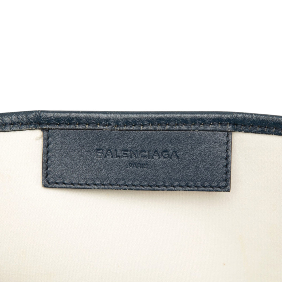Balenciaga Canvas Navy Cabas Tote S — White