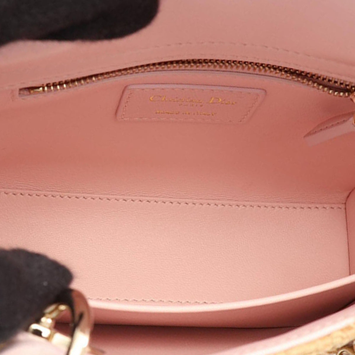 Dior Mini Raffia Cannage Lady Dior — Beige