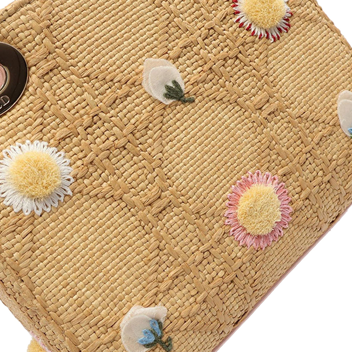 Dior Mini Raffia Cannage Lady Dior — Beige