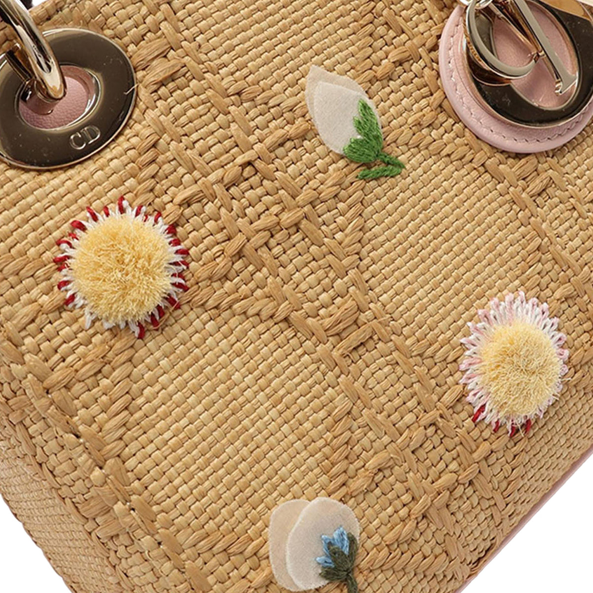 Dior Mini Raffia Cannage Lady Dior — Beige